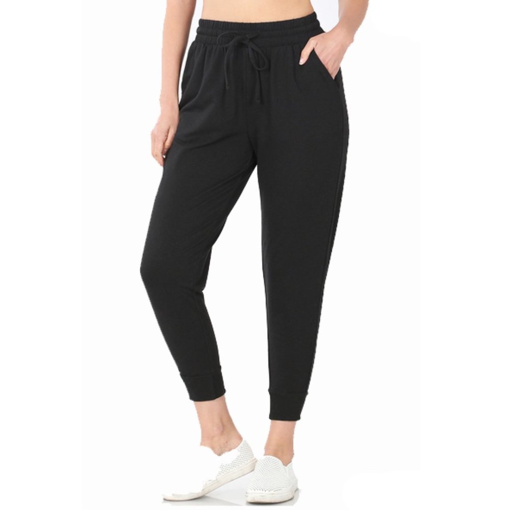 Black French Terry Capri Jogger Sweatpants